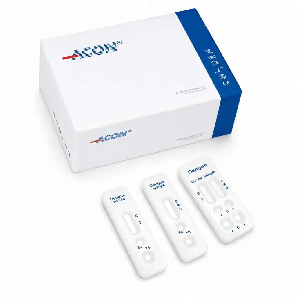 Khay thử xét nghiệm định tính kháng thể IgM, IgG kháng vi rút Dengue [ACON® Dengue IgG/IgM Rapid Test Cassette (Serum/Plasma/Whole Blood)]