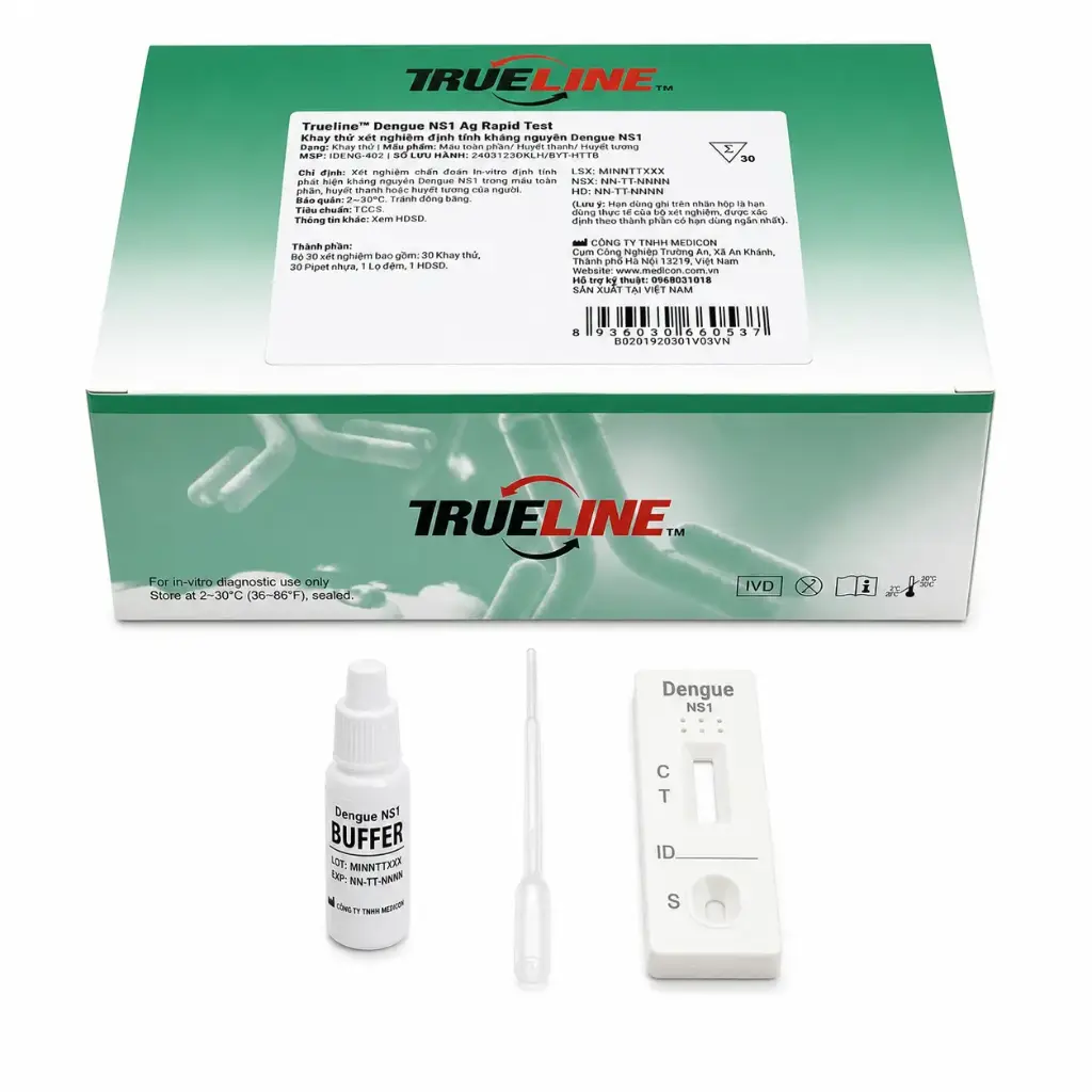 Khay thử xét nghiệm định tính kháng nguyên Dengue NS1 [Trueline™ Dengue NS1 Ag Rapid Test]