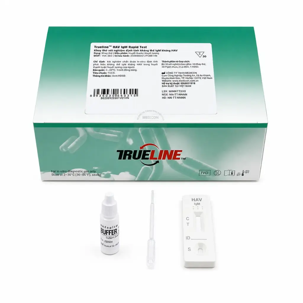 Khay thử xét nghiệm định tính kháng thể IgM kháng HAV [Trueline™ HAV IgM Rapid Test]