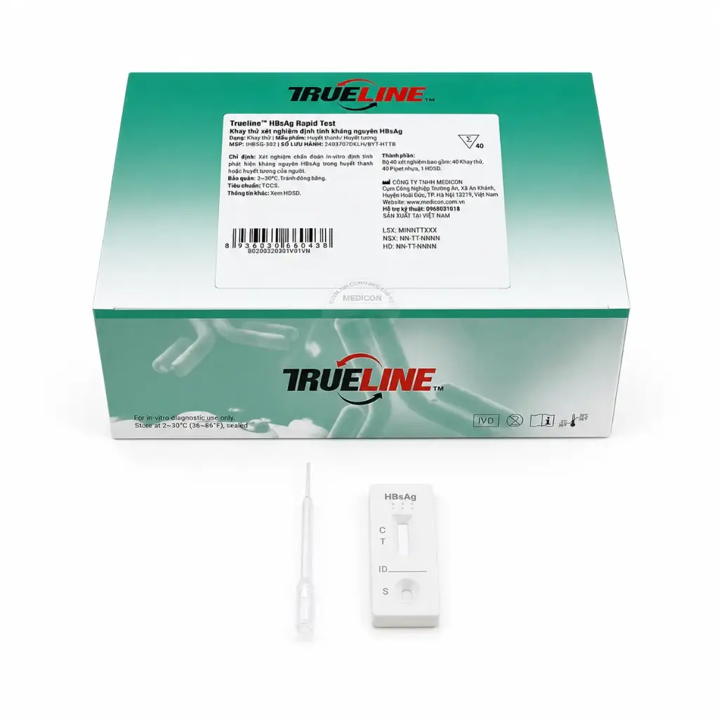 Khay thử xét nghiệm định tính kháng nguyên HBsAg [Trueline™ HBsAg Rapid Test]