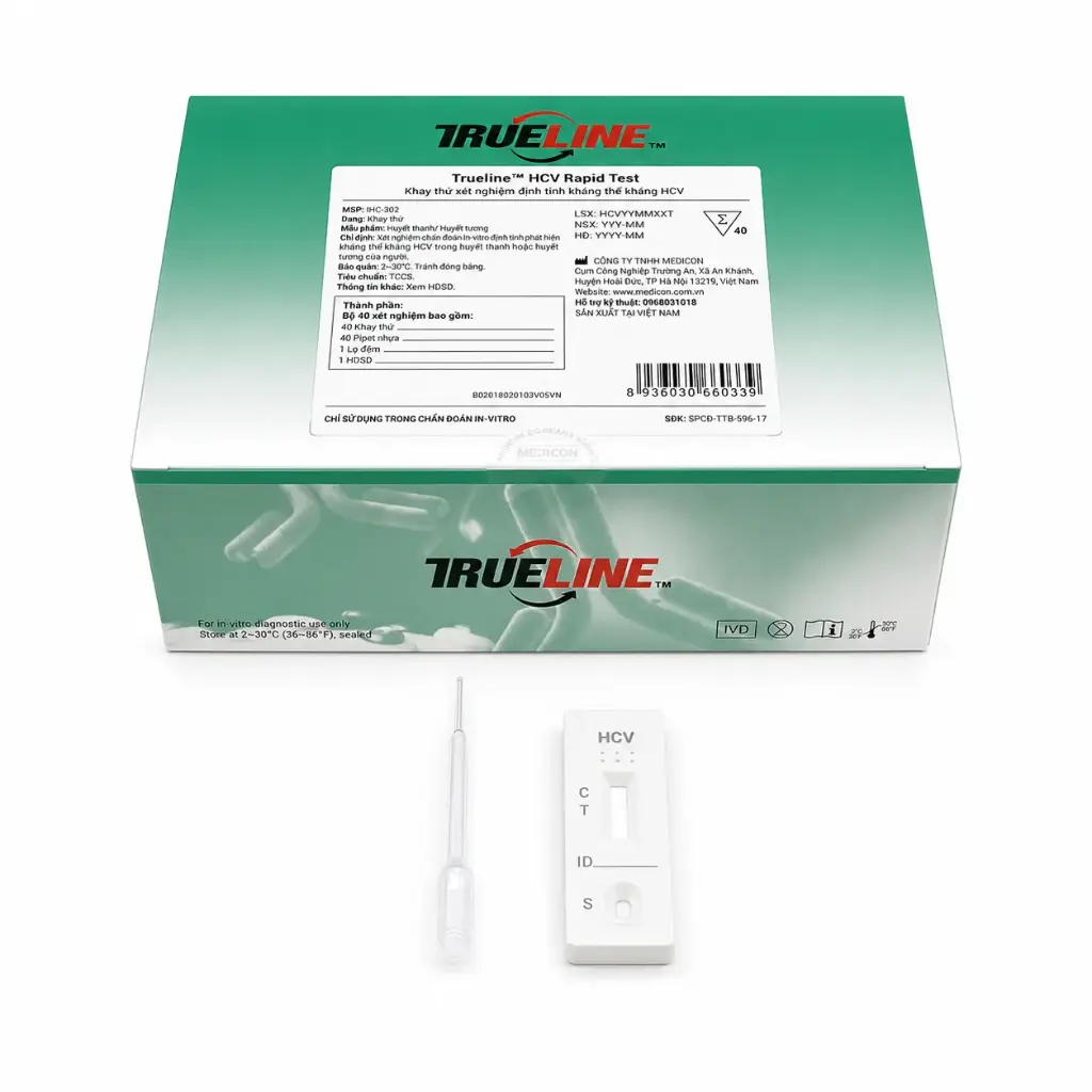 Khay thử xét nghiệm định tính kháng thể kháng HCV [Trueline™ HCV Rapid Test]
