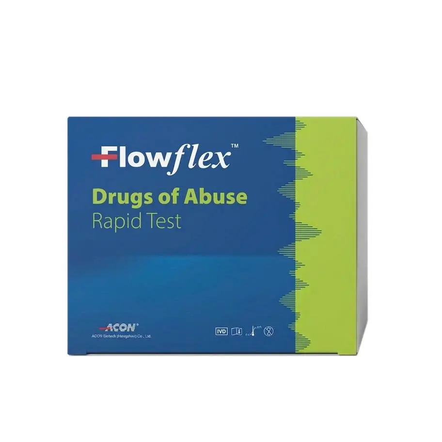 Panel thử xét nghiệm định tính Amphetamine, Morphine, Marijuana, Codeine, 6-Monoacetylmorphine [Flowflex™ Multi-Drug Rapid Test Panel (Urine) (AMP500/MOP200/THC50/COD250/6-MAM10)]