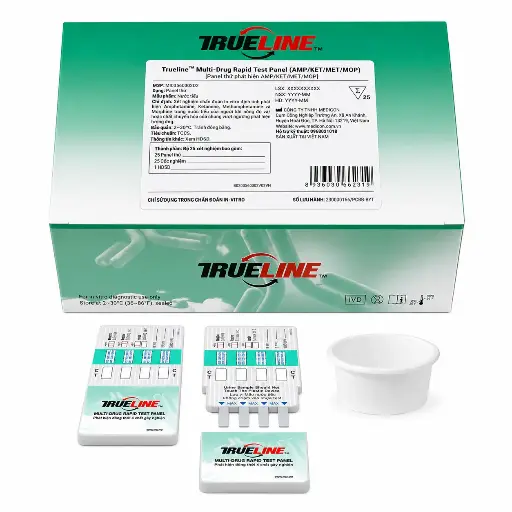 Panel thử xét nghiệm định tính Amphetamine, Ketamine, Methamphetamine và Morphine [Trueline™ Multi-Drug Rapid Test Panel (AMP/KET/MET/MOP)]