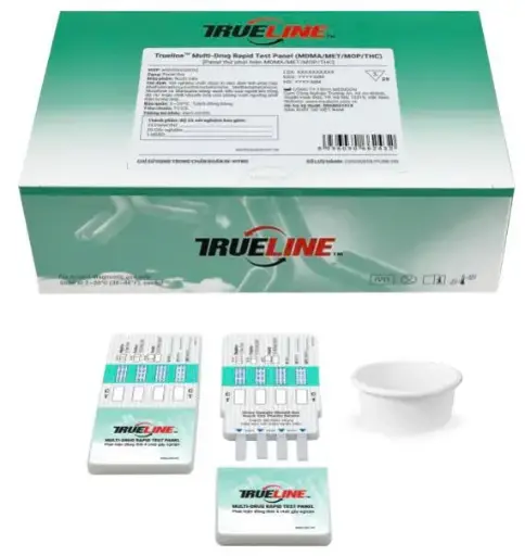 Panel thử xét nghiệm định tính Ecstasy, Methamphetamine, Morphine và Marijuana [Trueline™ Multi-Drug Rapid Test Panel (MDMA/MET/MOP/THC)]
