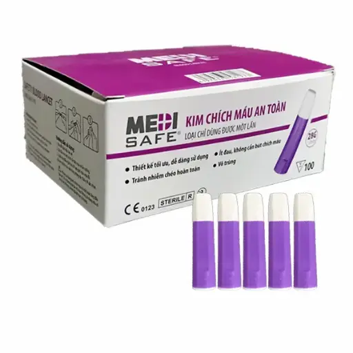 Kim chích máu an toàn, loại Blood Lancet(100 chiếc/hộp) (100 xét nghiệm/hộp)