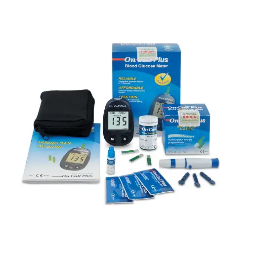G020205: 01 máy đo đường huyết On Call® Plus, 01 x hộp 25 que thử On Call® Plus (đóng vỉ) (Gói 1)