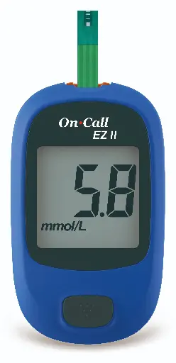 G020202: 01 máy đo đường huyết On Call® EZII, 01 x hộp 25 que thử On Call® Plus (đóng vỉ) (Gói 1)